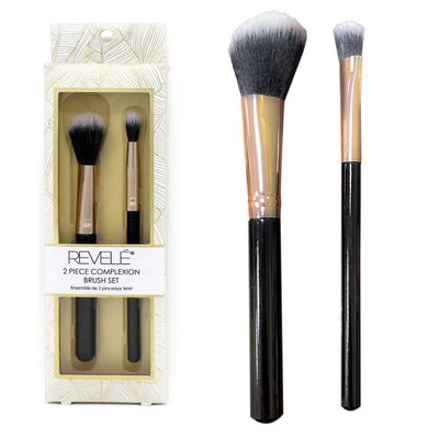 Revele: 2 Piece Complexion Brush Set |For Women| Travel Friendly, Powder Brush, Blush Bronzer, Premium Materials