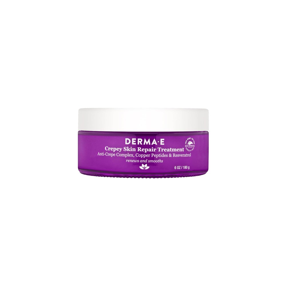 DERMA E Crepey Skin Repair Treatment Restorative Moisturizer Lotion Body Cream for Dry Crepey Skin Firming Cream Improves Elasticity and Thickness, 6 Oz