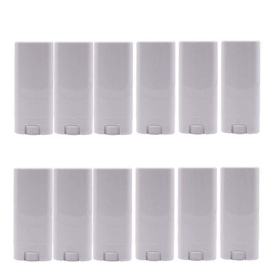 20 Pcs 15ML Empty Plastic Oval Deodorant Containers Lipstick Lip Balm Tubes 0.5 Oz Oval Twist-Up Refillable Tubes BPA Free for DIY Lip Balm Lipstick Crayon Chapstick Aromatherapy Homemade (White)
