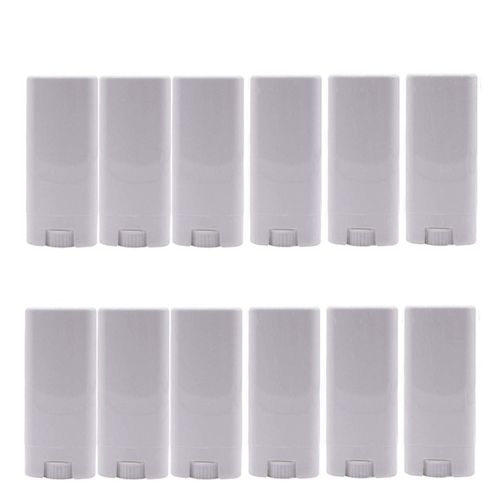 20 Pcs 15ML Empty Plastic Oval Deodorant Containers Lipstick Lip Balm Tubes 0.5 Oz Oval Twist-Up Refillable Tubes BPA Free for DIY Lip Balm Lipstick Crayon Chapstick Aromatherapy Homemade (White)
