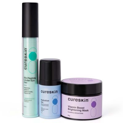 Cureskin 3-in-1 Skin Radiance Kit | Under Eye Gel + Vitamin Boost D-Tan Mask + Hydration Gel