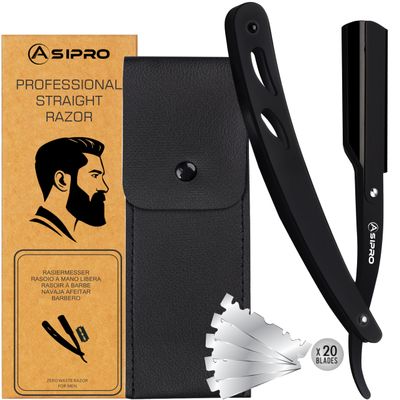 ASIPRO Straight Razors for Men with 20 Straight Edge Razor Blade & Case, Mens Straight Razor for Shaving Navajas Para Barbero Barber Razors for Men, Beard Razor