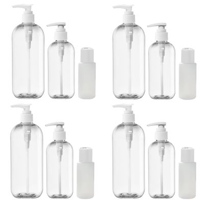 KOALA Clear Empty Refillable Bottles with Leakproof BPA Free Container Fits for Lotion, Shampoo, Conditioner, Cream, Travel Size Hand Sanitizer Refills (16oz, 8oz & 2oz, Pack of 12)