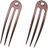 (2) Anodized Aluminum Matte Finished 3 Prong Hair Fork 4.9 inch Curved Unbreakable Waterproof, FPL of 4 inches (Brown) view 1