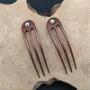 (2) Anodized Aluminum Matte Finished 3 Prong Hair Fork 4.9 inch Curved Unbreakable Waterproof, FPL of 4 inches (Brown) view 2