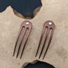 (2) Anodized Aluminum Matte Finished 3 Prong Hair Fork 4.9 inch Curved Unbreakable Waterproof, FPL of 4 inches (Brown) view 3