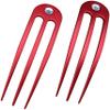 (2) Anodized Aluminum Matte Finished 3 Prong Hair Fork 4.9 inch Curved Unbreakable Waterproof, FPL of 4 inches (Red) view 1