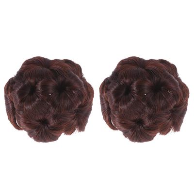 Beaupretty 2pcs Flower Hair Bun Clips Flower-designed Ponytail Extensions for Updo Hairstyles Easy to Use Synthetic Hair Accessories for Weddings and Parties Deep