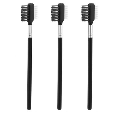 3Pcs Brush, Comb Eye Shadow Brush Comb Brow Lash Mascara Brush Comb for (Black1)
