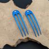 (2) Anodized Aluminum Matte Finished 3 Prong Hair Fork 4.9 inch Curved Unbreakable Waterproof with FPL of 4 inches (aqua) view 2