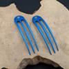 (2) Anodized Aluminum Matte Finished 3 Prong Hair Fork 4.9 inch Curved Unbreakable Waterproof with FPL of 4 inches (aqua) view 4