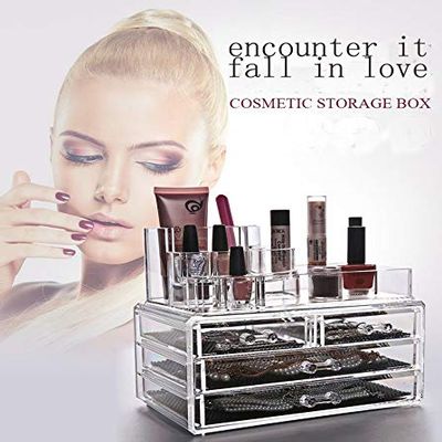 Anncus Transparent Makeup Box Acrylic Cosmetics Organizer Desktop Clear Box Storage Case Make Up Drawer cosmetic storage