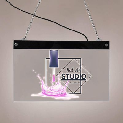 The Geeky Days Nail Art Studio Professional LED Light Up Sign for Business Display Salon Salon Manicure LED Sign Rectangle Display Light Board(19.68 x11inches)