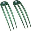 (2) Anodized Aluminum Matte Finished 3 Prong Hair Fork 4.9 inch Curved Unbreakable Waterproof, FPL of 4 inches (Green) view 1