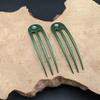 (2) Anodized Aluminum Matte Finished 3 Prong Hair Fork 4.9 inch Curved Unbreakable Waterproof, FPL of 4 inches (Green) view 4