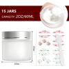 15 Pack, 2 oz 60ml Frosted Glass Jars with Silver Lids & Inner Liners, Empty Matte Clear Round Refillable Cosmetic Containers Travel Jars for Cosmetics,Body Butter,Scrubs,Face Cream Lotion and More view 2