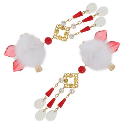 Beaupretty 1pair Cat Ear Tassel Hair Clips Vintage Chinese Style Hair Accessories for Women for Weddings Birthdays and Festivals