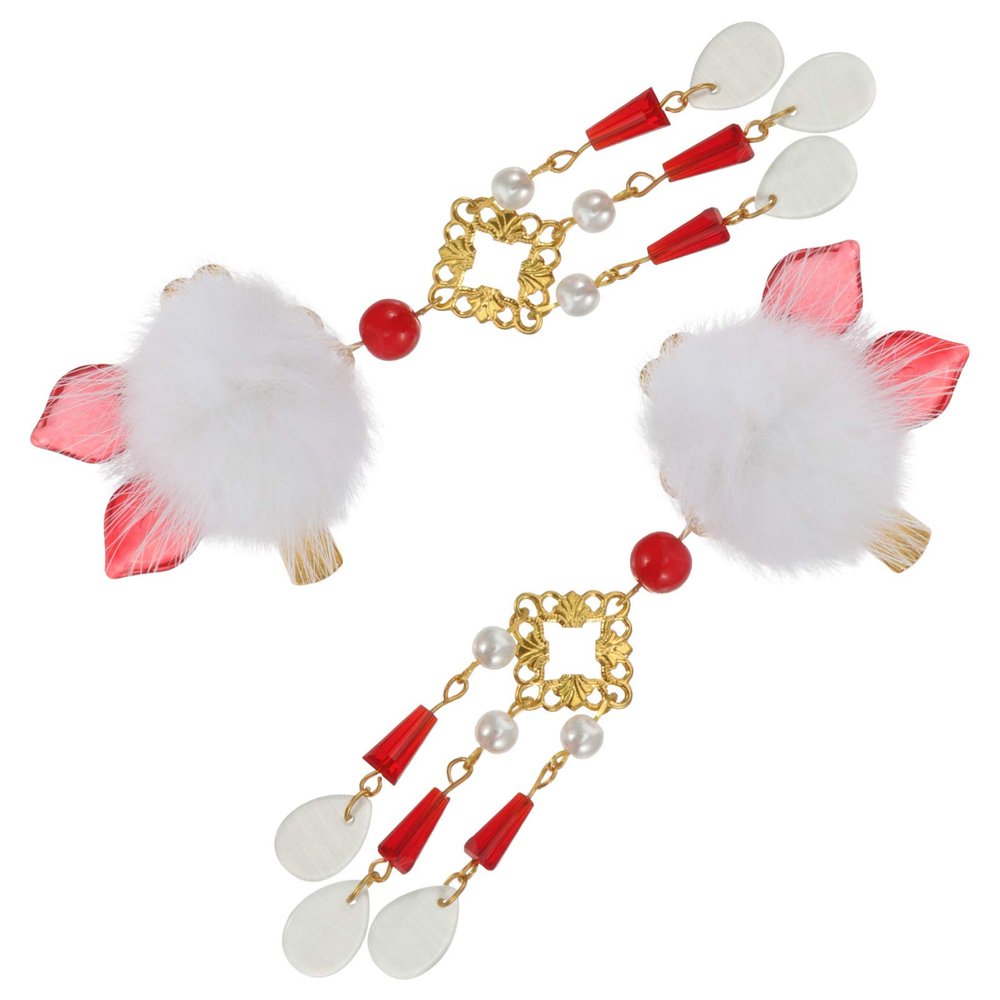 Beaupretty 1pair Cat Ear Tassel Hair Clips Vintage Chinese Style Hair Accessories for Women for Weddings Birthdays and Festivals