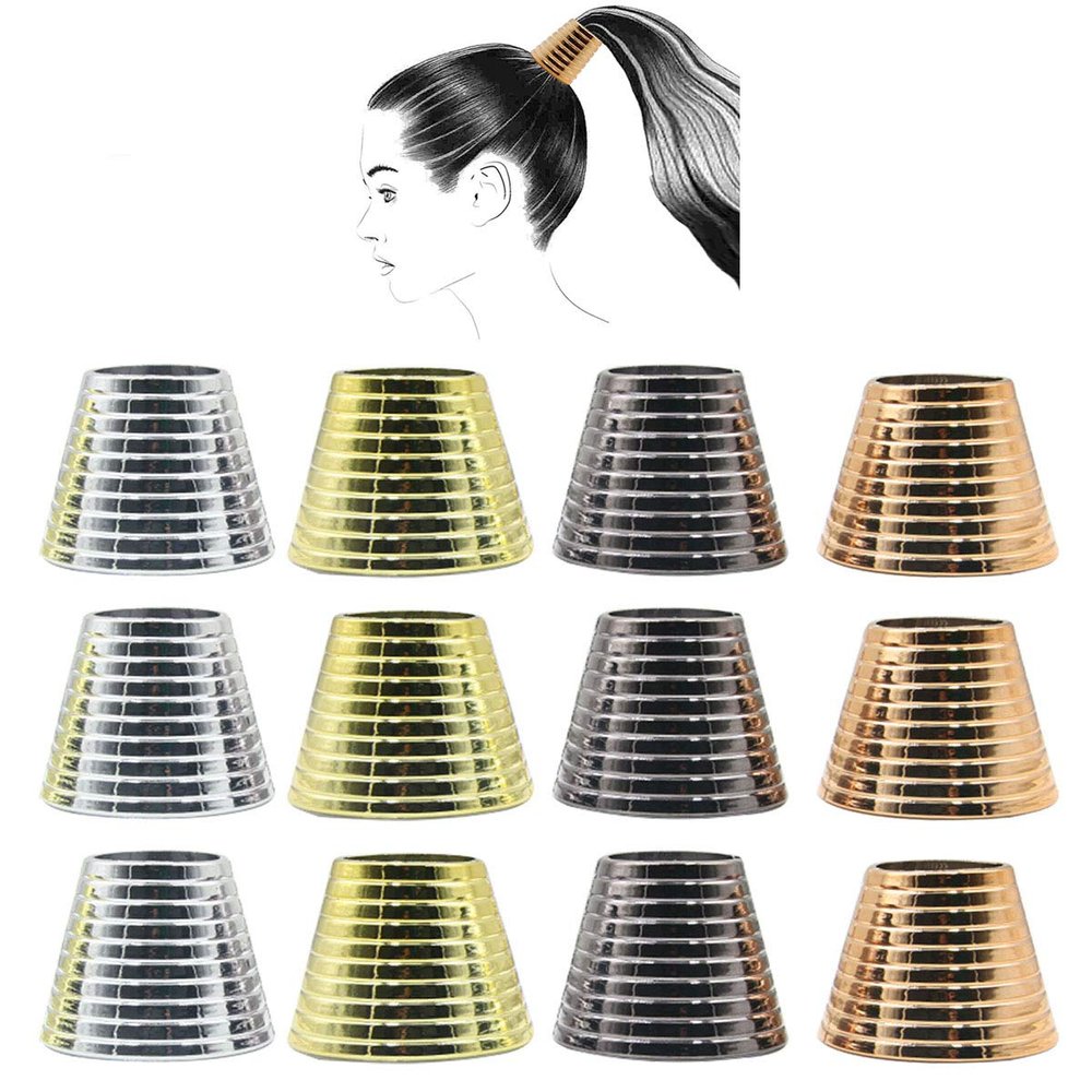 12PCS Plastic With Teeth Circle Cuff Ponytail Cover Punk Hair Rings Ponytail Holder Hair Clips Hair Headwear for Lady Women
