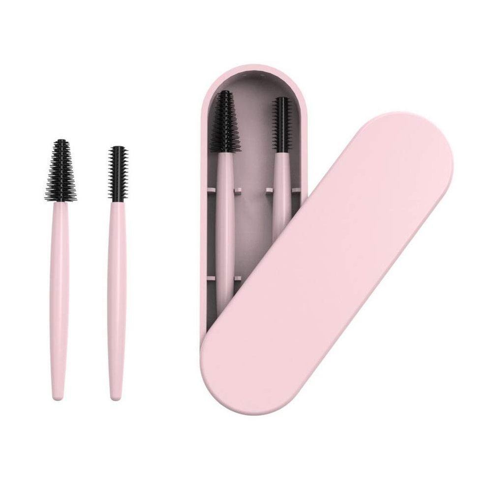 UPSTORE 1 Set Pink Silicone Eyebrow & Eyelash Brush Set with Case