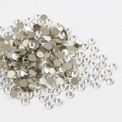 DS-53058 Gold Bottom Glitter Glass Ab Rhinestones Non Fix Round Rhinestones for Nail Art Clothes Glue On Flat Back Rhinestones Z203 - (Type: Golden Bottom/Size: SS20/ Q'ty: 1440Pcs)