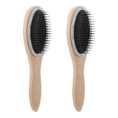 2pcs Wig Steel Comb Paddle Hair Comb Hair Brush Comb Paddle Hair Brush Detangling Hair Comb Wire Bristle Wood Detangling Wooden