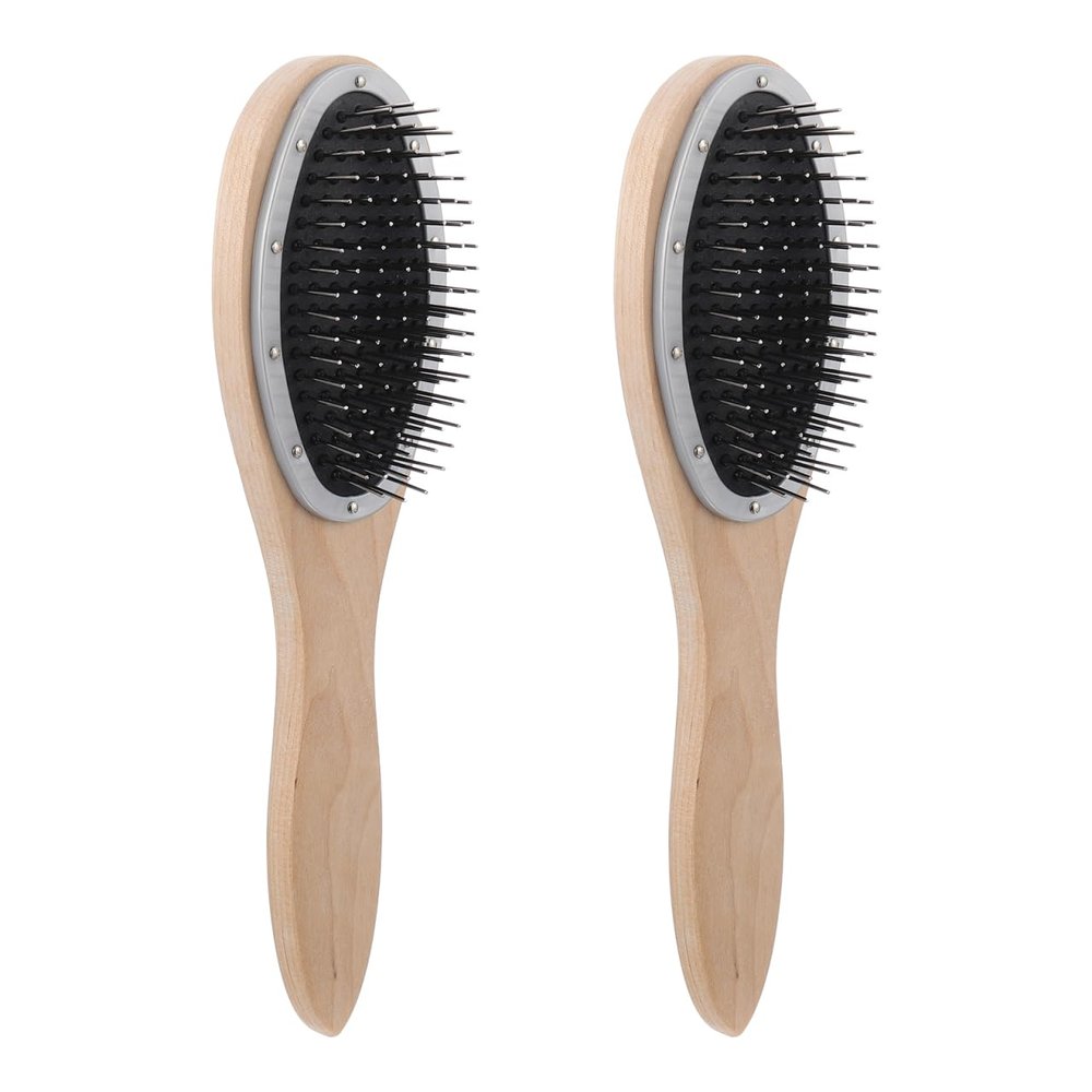 2pcs Wig Steel Comb Paddle Hair Comb Hair Brush Comb Paddle Hair Brush Detangling Hair Comb Wire Bristle Wood Detangling Wooden