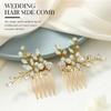 JONKY Rhinestone Bride Wedding Hair Comb Gold Bridal Hair Piece Accessories for Women(Pack of 2) view 2