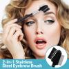 2-in-1 Eyelash Brush and Comb, Stainless Steel Resuable Eyelash Separator Tool Portable Eye Lash Brush Mascara Applicator Makeup Tool for Woman view 3
