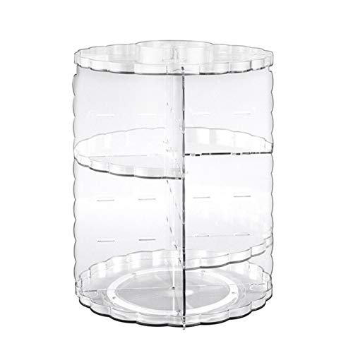 Anncus 360 Degree Acrylic Makeup Organizer Rotating Storage Cosmetic Tower Rack Display - (Color: Clear)