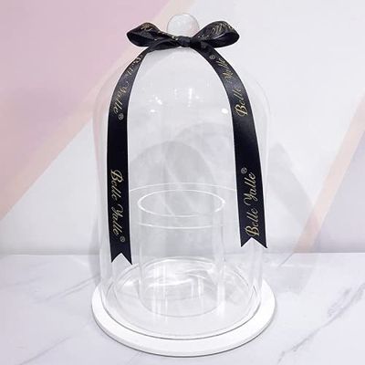 Anncus Luxury Makeup Brush Organizer HD Glass Cover Storage Box Acrylic Base Cosmetic Clear Make Up Pen Holder for Home Bedroom Dresser - (Color: White Base)