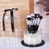 Anncus Luxury Makeup Brush Organizer HD Glass Cover Storage Box Acrylic Base Cosmetic Clear Make Up Pen Holder for Home Bedroom Dresser - (Color: White Base) view 3