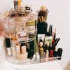 Anncus Rotating cosmetic case storage box desktop home acrylic skin care products dressing table storage box lipstick box brush barrel - (Color: CLEAR) view 2