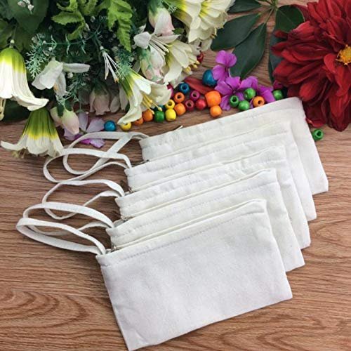 Anncus canvas cosmetic Bags DIY women blank plain zipper makeup bag phone clutch bag F20173867 - (Color: creamy-white)