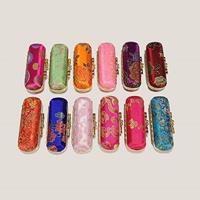 Anncus 50pcs Cosmetics box Single branch lipstick cases Lipstick Case Include mirrors Multicolor silk Jewelry packaging Embroidery - (Size: empty box, Color: mixed)