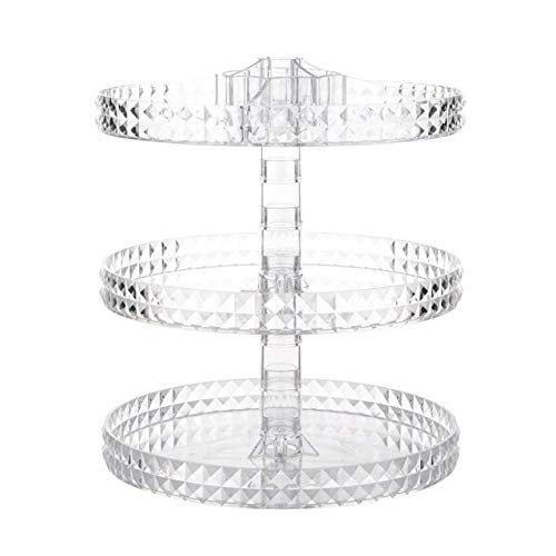 Anncus Makeup Organizer Display Stand 360-Degree Rotating Adjustable Multi-Function Acrylic Cosmetic Storage - (Color: Clear)