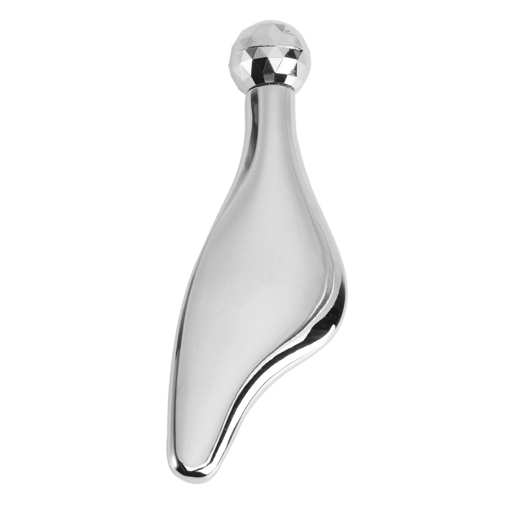 Face Roller Metal Eye Cream Applicator Scraping Facial Massage Tool Manual Guasha Beauty Skin Scraper Board for Reduce Puffiness Anti- Wrinkle Silver