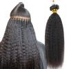 Niawigs Micro Links Human Hair for Black Women Kinky Straight Microlink Hair Extensions Human Hair 100 Strands Micro Loop Human Hair Extensions 18 Inches 100G Natural Black view 1