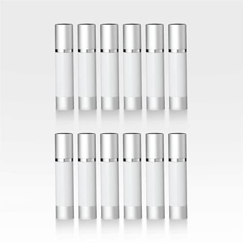 Cosmetic Packaging Now! Luxe Airless Bottle, White Airless Bottles w/Matte Silver Cap, Multi-Pack Bundle (50 ML, 140 Pack)