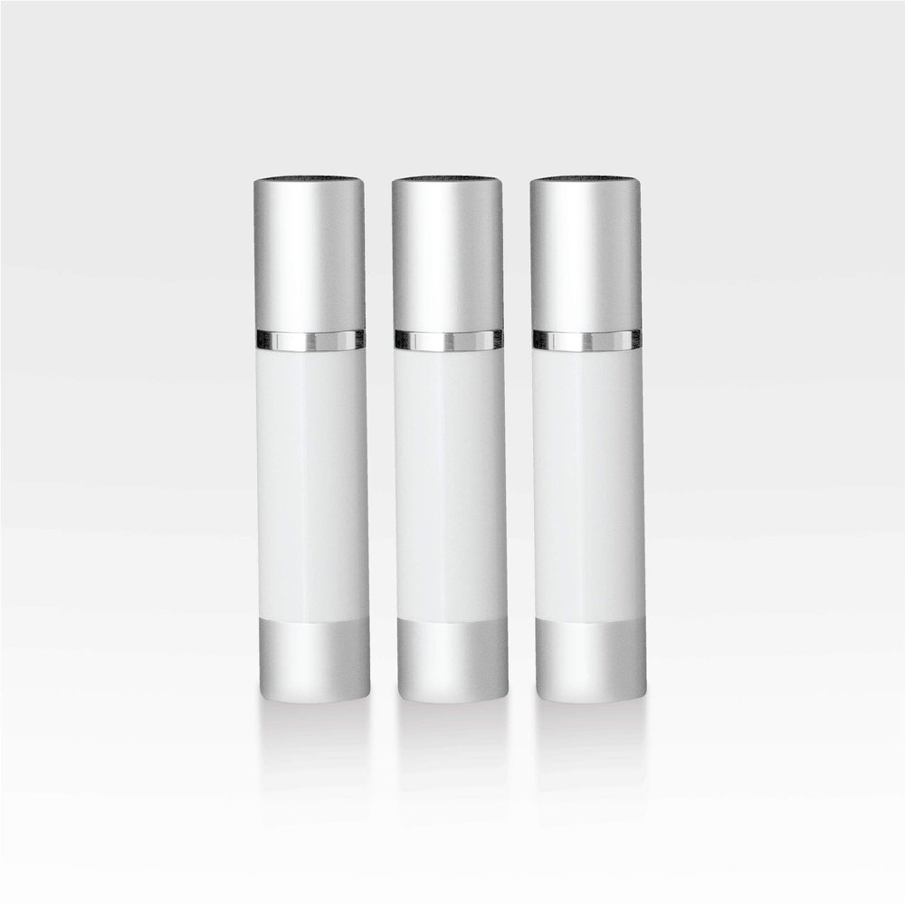 Cosmetic Packaging Now Luxe Airless Bottle, White Airless Bottles w/Matte Silver Cap, Multi-Pack Bundle (15 ML, 3 Pack)