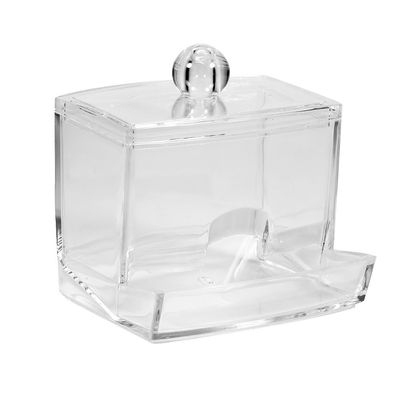 Alvinlite Qtip Holder Dispenser, Clear Cotton Ball and Swab Holder Organizer with Lid, Acrylic Apothecary Jar for Bathroom Cotton Swab Canister Storage Organization Vanity Makeup Organizer