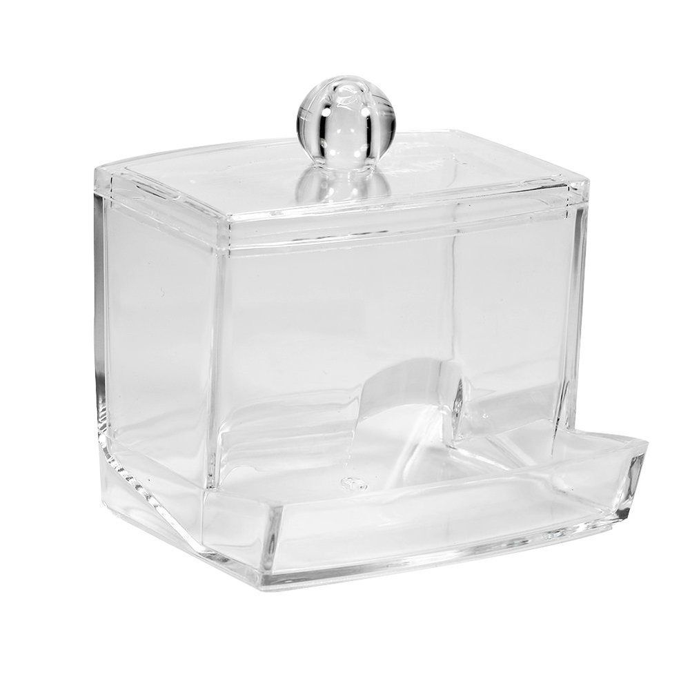 Alvinlite Qtip Holder Dispenser, Clear Cotton Ball and Swab Holder Organizer with Lid, Acrylic Apothecary Jar for Bathroom Cotton Swab Canister Storage Organization Vanity Makeup Organizer