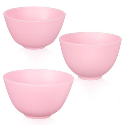 EXCEART 3Pcs 3 Sizes Pink Silicone Mixing Bowls for Facial Masks DIY Beauty Spice Storage Non-Stick Flexible Face Mask Bowl Set for Home Use