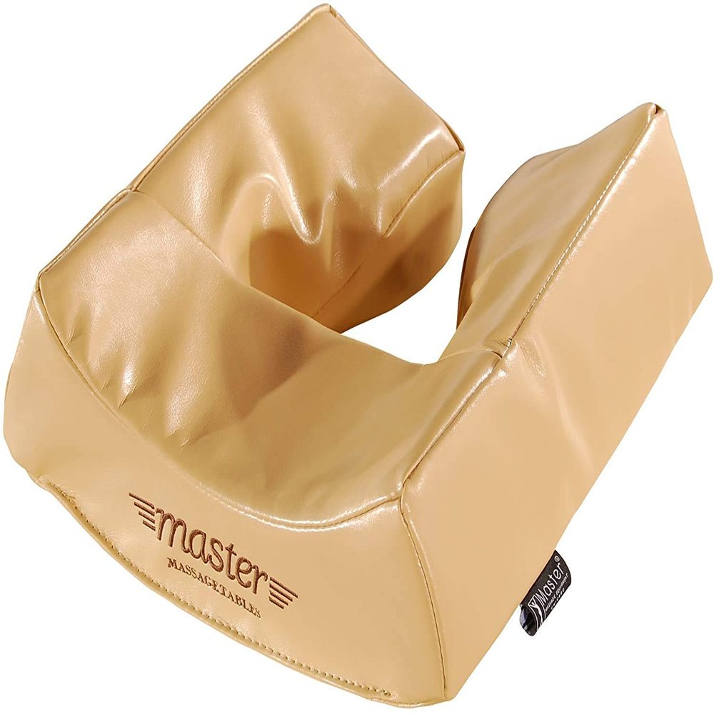 Master Massage Massage Table Face Cradle Down Cushion Pillow, with Pu Leather, and Memory Foam Ergonomic Massage Bed Headrest for Bed Table (Cream)