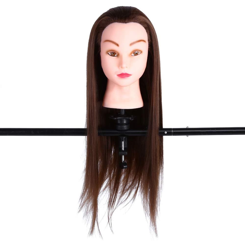 24'' Mannequin Head, Hair Styling Training Head Manikin Cosmetology Mannequin Head Salon Hair Hairdressing Training Heads Face Makeup Practice with Adjustable Clamp Holder