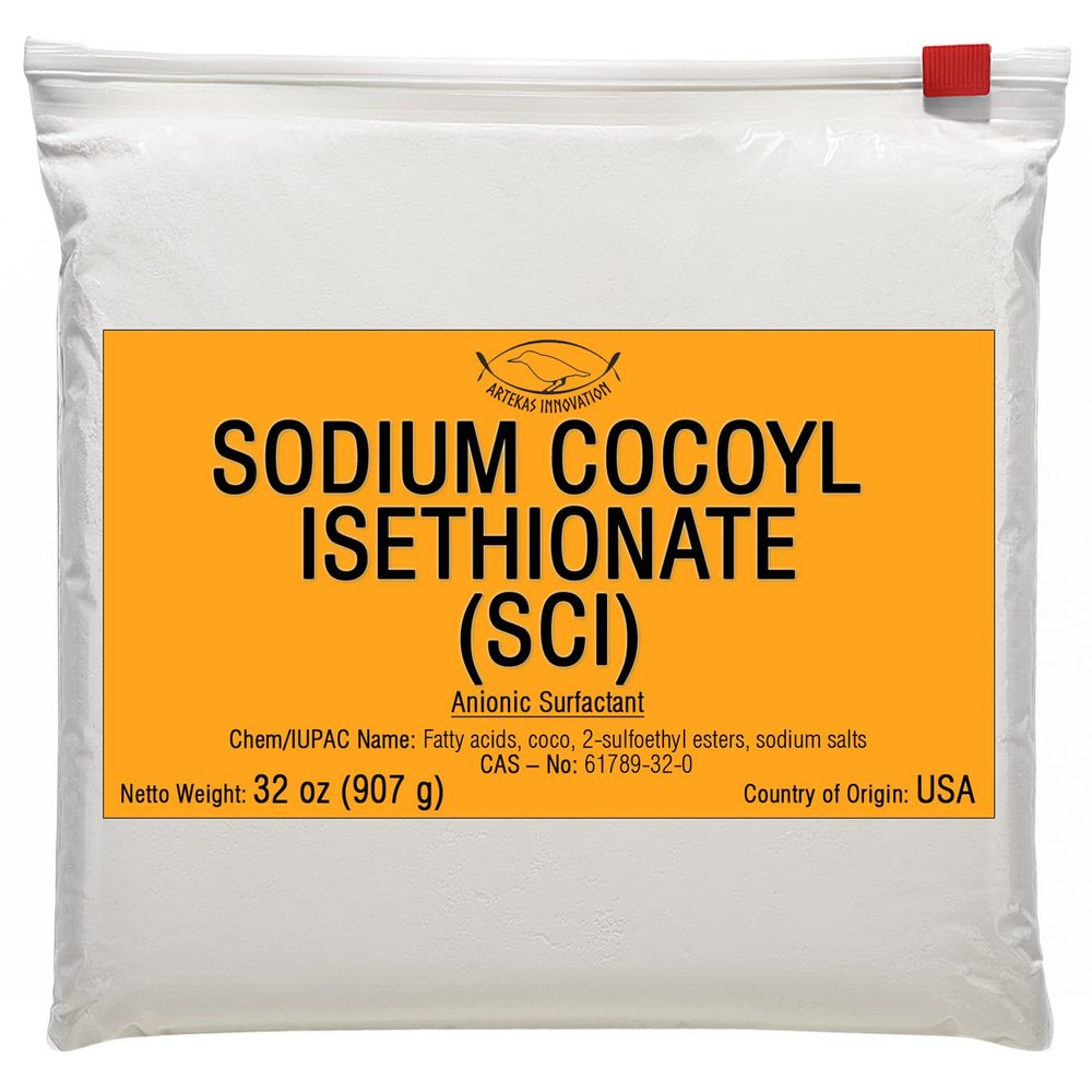 Artekas Innovation SODIUM COCOYL ISETHIONATE (SCI) Powder - Mild Foaming Surfactant for DIY Shampoo Bars, Body Wash & Cleansers Sulfate-Free, Plant-Based, Cosmetic Grade - 32 oz