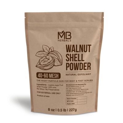 MB Herbals Walnut Shell Powder 8 oz ( lb / 227g) | 4060 Mesh Coarse Grind | Natural Exfoliant for Soaps, Body Scrubs & Foot Scrubs | Strong Exfoliation