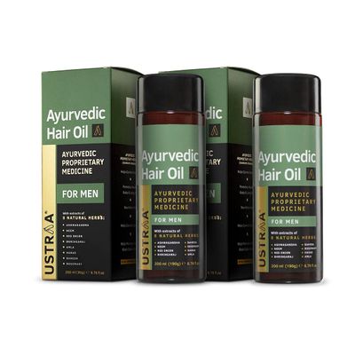 Ustraa Ayurvedic Hair Oil 200ml (Set of 2) - with 8 Natural Herb extracts, Controls hair fall, Fights Dandruff, Ayurvedic Nourishment for Hair