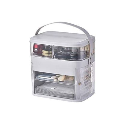 Anncus Fashion Rotating Makeup Storage Organizer Box Jewelry Treasure Chest Lipsticks Organizer Acrylic Box Cosmetics Space Saving Box - (Color: White)
