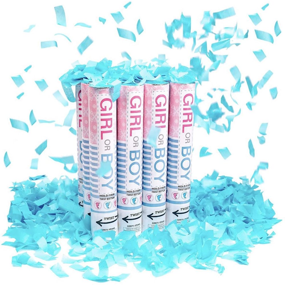 Air Compressed Celebration Cannons (2 Pack, It's a Boy Confetti Tint)